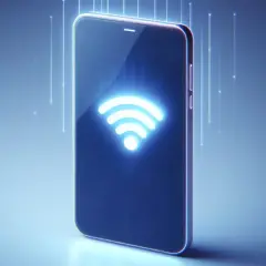 Smartfon z podświetlonym symbolem Wi-Fi, sugerujący jak zadzwonić z internetu.