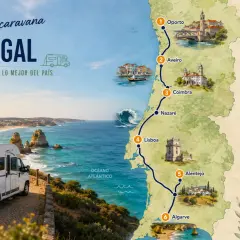 Autocaravana en la costa portuguesa, con ruta de Oporto a Algarve.