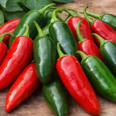 Stos czerwonych i zielonych papryczek jalapeno, gotowych do dodania ostrości do potraw.