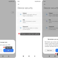 Ustawianie blokady ekranu dla bezpieczeństwa VPN na Androidzie. Wybierz metodę blokady, np. PIN.
