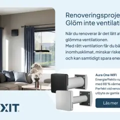 Renovera ditt småhus smart med energieffektivisering. Flexit Aura One WiFi ger bättre inomhusklimat och sparar energi.