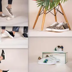 Sneakers Serafini con stampe animalier, glitter e dettagli in velluto. Stile audace per ogni occasione.