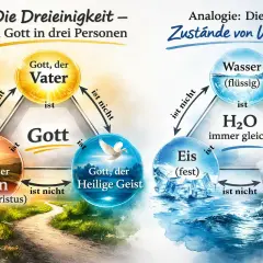 Die Dreieinigkeit erklärt, wer ist Gott im Christentum: Vater, Sohn (Jesus Christus) und Heiliger Geist sind ein Gott.