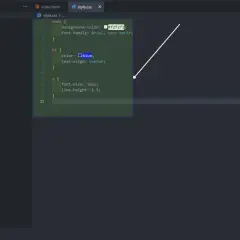 Widok kodu w edytorze, pokazujący plik `style.css` z regułami dla `body`, `h1` i `p`. To przykład, jak połączyć CSS z HTML, nadając styl elementom strony.