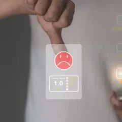 Kciuk w dół i negatywna ocena klienta. Proces usuwania opinii Google może być trudny.