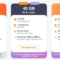 Oferty Orange #mam5G: 30 GB za 30 zł, 45 GB za 35 zł, 80 GB za 50 zł. Rozmowy i SMS-y bez limitu do wszystkich i pakiet internetu Orange.