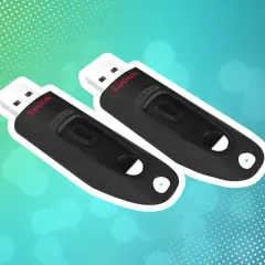 Zwei schwarze SanDisk USB 3.0 Sticks, bereit für Datenübertragung. Der USB Stick Treiber ist hier einfach zu finden.
