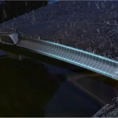 Nowoczesne wycieraczki samochodowe Oximo z siatką technologiczną, pokazujące różne typy mocowań wycieraczek w deszczu.