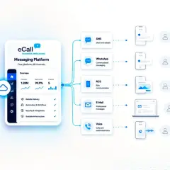 Die eCall Messaging Plattform integriert verschiedene Kanäle wie SMS, WhatsApp, RCS, E-Mail und Voice. Das Lieferavis ist hierbei ein wichtiger Bestandteil für die Zustellungsrate.