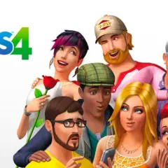 Grupa Simów z gry The Sims 4, która jest dostępna za darmo. Różnorodni Simowie, od młodych po starszych, tworzą radosną i barwną społeczność.