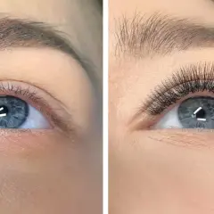 Porównanie rzęs 2d i 3d: przed i po zabiegu. Efekt wow!