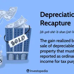 Building sold, money flying into an IRS bin. Explains depreciation recapture tax rate.