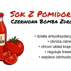 Sok pomidorowy na co dobry? Działa antyoksydacyjnie, obniża ciśnienie, chroni układ krążenia, reguluje trawienie i wspiera odchudzanie.