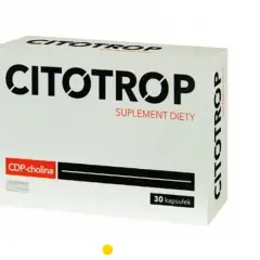 Opakowanie suplementu diety Citotrop na co? Zawiera CDP-cholinę, 30 kapsułek.