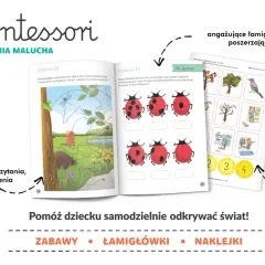 Ćwiczenia operacji myślowych dla maluchów: śledzenie linii, rysowanie kropek biedronkom i dopasowywanie obrazków.