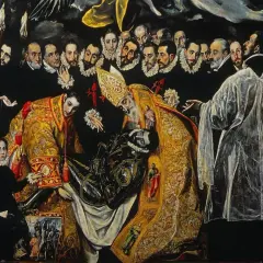 El arte en el Renacimiento: El entierro del Conde de Orgaz, obra maestra de El Greco, muestra un funeral solemne con figuras religiosas y nobles.