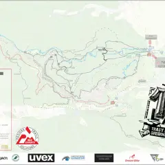 Mapa tras rowerowych w Srebrnej Górze. Oznaczono tu liczne szlaki, w tym "Conditor Line", "Dreamworkers" i "Shimano".