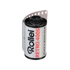 A roll of Rollei Retro 400S black & white film, ready to capture timeless moments.