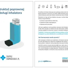 Niebieski inhalator, kluczowy w leczeniu astmy. Prawidłowa technika, jak uczy farmaceuta, zapobiega błędom i zapewnia skuteczność terapii.