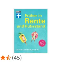Buchcover: "Früher in Rente und Ruhestand" mit Menschen im Pool. Zeigt, wie man vorzeitig in Rente gehen kann.