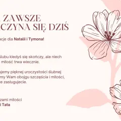 Życzenia na ślub cywilny dla Natalii i Tymona. Niech Wasza miłość trwa wiecznie. Gratulujemy!