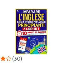 Copertina di libri in inglese per principianti, con app interattiva inclusa e consigli per imparare in soli 10 minuti al giorno.