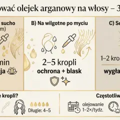 Jak stosować olejek arganowy na włosy: 3 metody – olejowanie na sucho, na wilgotne po myciu i serum na końcówki.