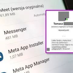 Przechwytywanie wiadomości Messenger: Tomasz ostrzega Lidkę przed upokarzającymi zdjęciami na stronie.