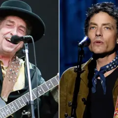 Bob Dylan i jego syn Jakob Dylan na scenie. Muzycy, jak ich dzieci, kontynuują dziedzictwo.