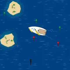 Navigazione in un sistema IALA: una barca a vela passa tra isole e boe verdi e rosse.