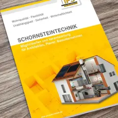 Broschüre zeigt ein Haus im Querschnitt, das die Funktion eines Schornsteins erklärt. Was ist ein Schornstein? Hier erfahren Sie mehr.