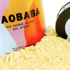 Bio Baobab Pulver aus Afrika, ein Superfood, das das Immunsystem unterstützt. Was ist Baobab? Ein nährstoffreiches Pulver.