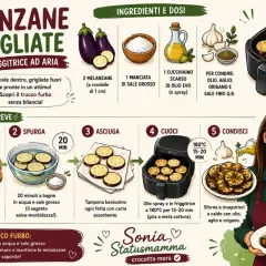 Melanzane grigliate in friggitrice ad aria: morbide dentro, croccanti fuori. Ricetta facile e veloce per un contorno saporito.