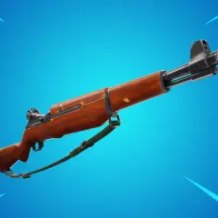 Drewniany karabin szturmowy z gry Fortnite, gotowy do akcji na wirtualnym polu bitwy.