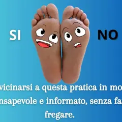 Piedi con faccine animate, una felice (SI) e una spaventata (NO). La riflessologia plantare va approcciata con consapevolezza.