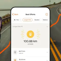 Aplikacja Strava pokazuje rekordowy dystans 100.88 km na rowerze.