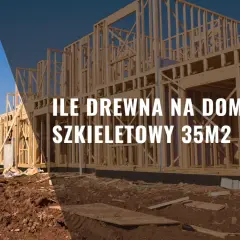 Budowa domu szkieletowego z widocznym drewnianym szkieletem konstrukcyjnym.