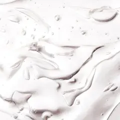 Tracce di gel trasparente con bollicine d'aria, evocano la freschezza e la leggerezza che si potrebbero trovare in un prodotto contenente linalool.