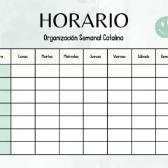 Calendario semanal por horas para la organización de Catalina.