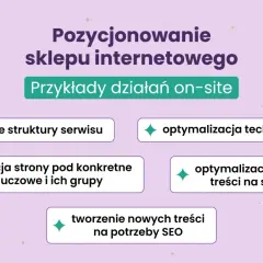 Kluczowe działania on-site dla **pozycjonowania sklepu internetowego**: optymalizacja struktury, fraz kluczowych, treści i techniczna.