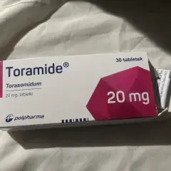 Opakowanie leku Toramide z torasemidem 20 mg, 30 tabletek.