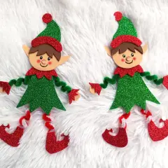 Dos adorables elfos de fieltro, un dibujo fácil para decorar la Navidad. ¡Perfectos para manualidades!