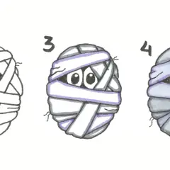 Tutorial paso a paso para crear kawaii faciles dibujos de halloween: una momia adorable.