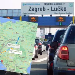 Mapa z trasą do Medjugorie, widok na bramki autostradowe w Zagrzebiu. Najlepsza trasa do Medjugorie prowadzi przez Słowenię i Chorwację.