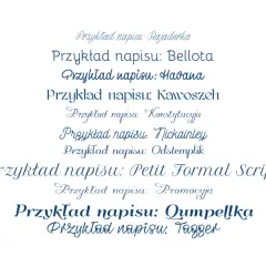 Przykłady napisów w różnych stylach, idealne do projektów z darmowe czcionki z polskimi znakami.
