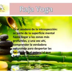 Raja Yoga: el sendero de la introspección. Piedras apiladas, bambú y una vela evocan la paz interior y el despertar de facultades.