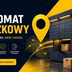 Nowoczesny automat paczkowy z otwartymi schowkami i paczkami. Wygodnie, szybko i 24/7 odbierzesz swoje przesyłki.