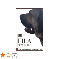 Primer plano de la cabeza de un Fila Brasileiro, con el texto "FILA BRASILEIRO" debajo.