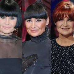 Iwona Pavlović w młodości i dziś. Pięć ujęć tej samej kobiety w różnych stylizacjach i fryzurach, pokazujących jej ewolucję.