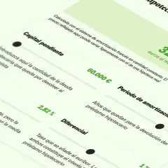 Calculadora de hipotecas: Euríbor hoy 2,82%, cuota 327€/mes, capital pendiente 60.000€, plazo 23 años.